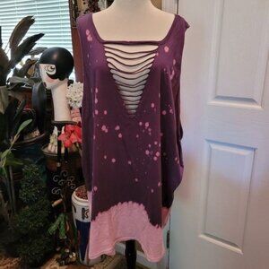 Torrid Tank Top Destroyed Rock Rocker Size 5 5X 5XL Slim Fit Purple Biker